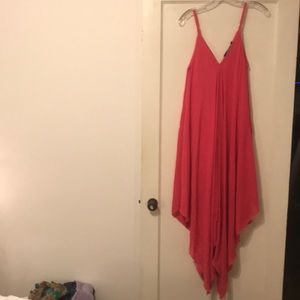 Hot pink spaghetti strap flows dress